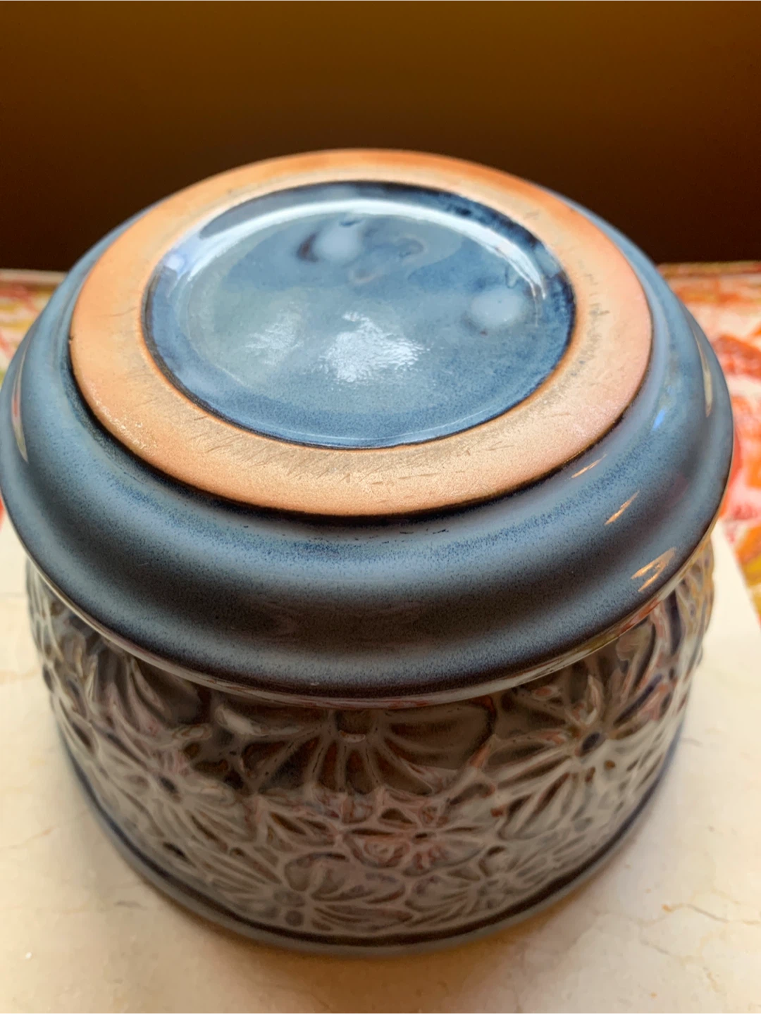 Light Blue Ceramic Flower Pot with Saucer - photo 3