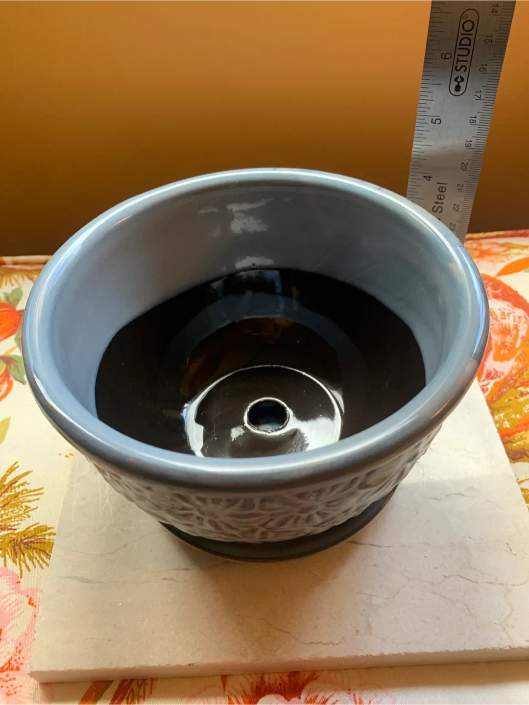 Light Blue Ceramic Flower Pot with Saucer image indicator(8)