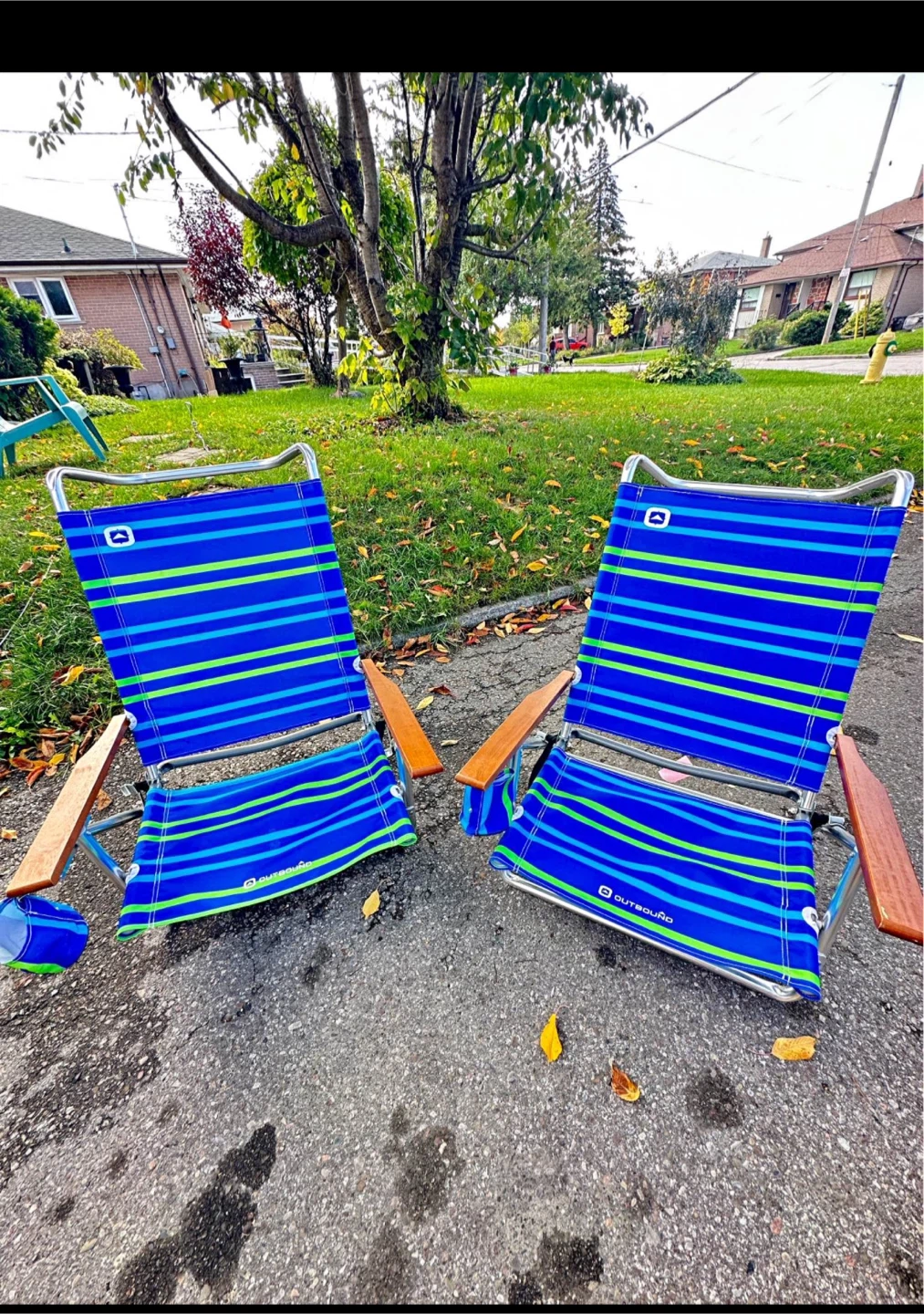 Outbound Blue Striped Beach Chairs - Pair