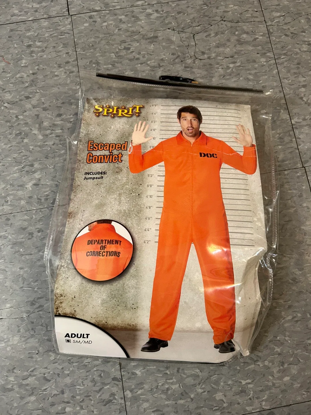 Spirit Halloween Escaped Convict Costume - Adult SM/MD thumbnail