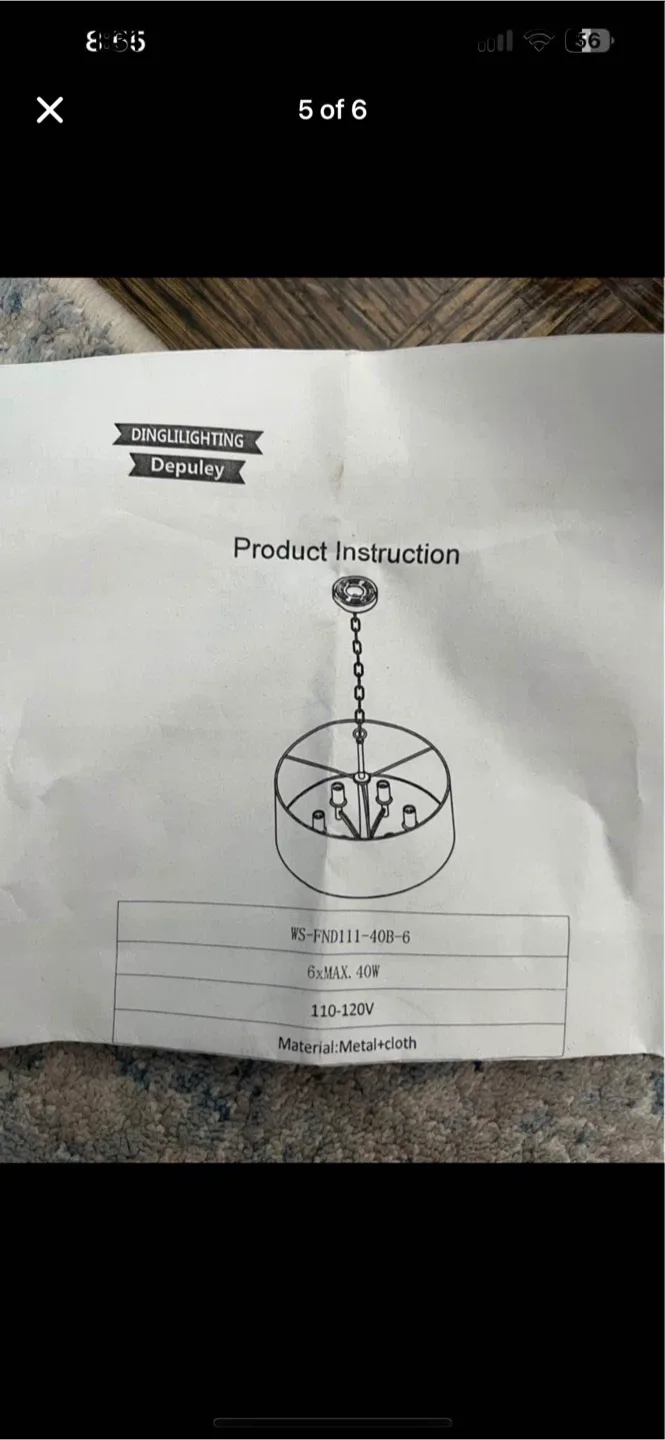 DINGLILIGHTING Depuley Chandelier - Metal & Cloth image indicator(5)