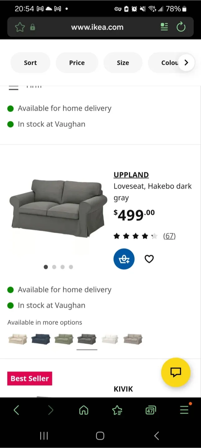Grey Two-Seat Sofa.IKEA sofa with cover image indicator(5)