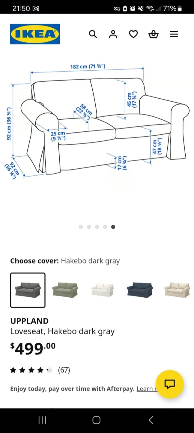 Grey Two-Seat Sofa.IKEA sofa with cover image indicator(4)