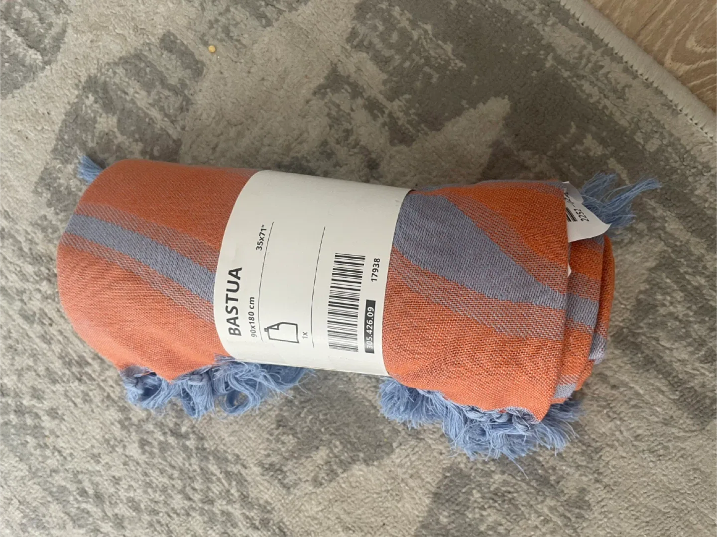 🥕IKEA Bastua Orange/Grey Beach Towel 90x180cm thumbnail