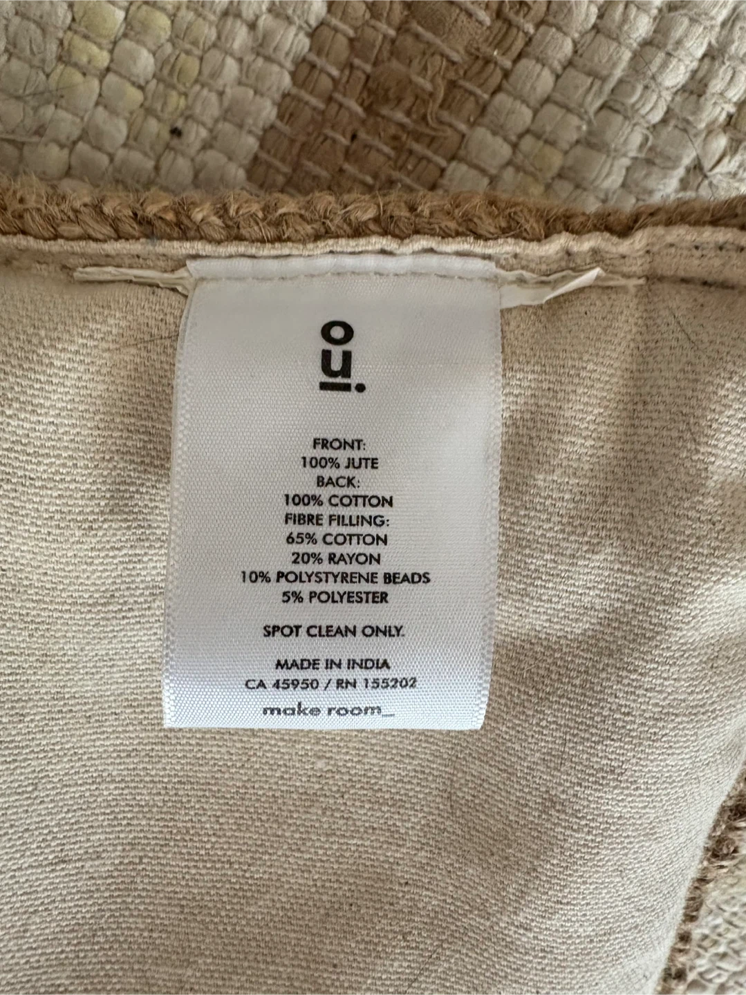 2x Oui Jute & Cotton Floor Pillows - photo 3
