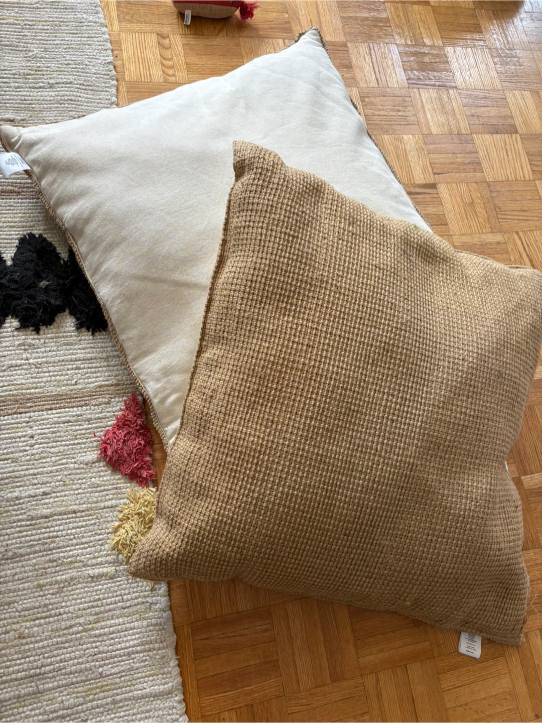 2x Oui Jute & Cotton Floor Pillows