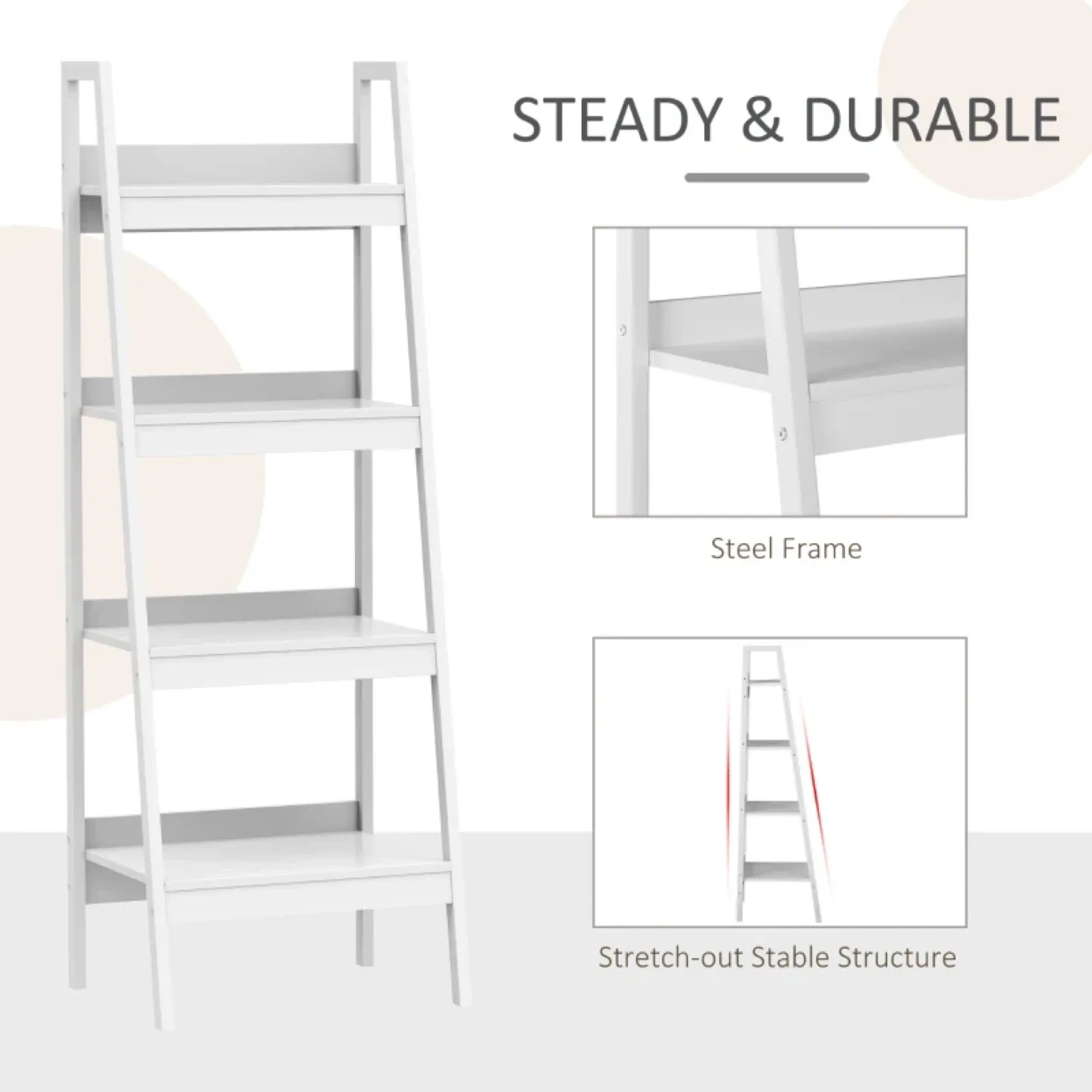 Set of two 4-Tier White Ladder Shelf - Bookshelf image indicator(4)