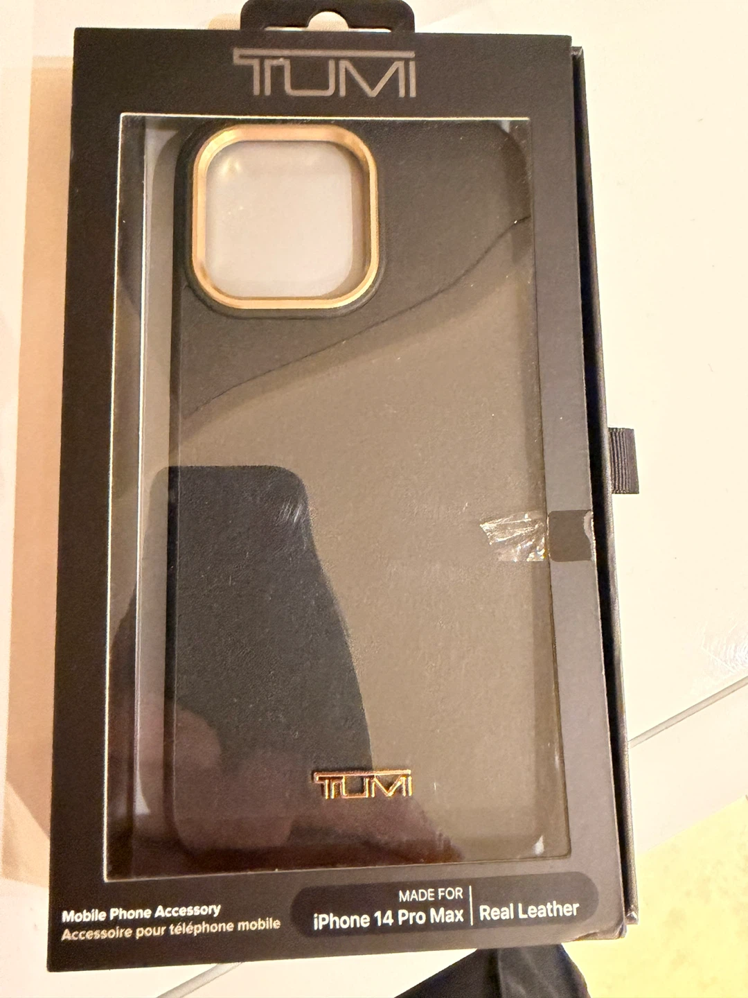 TUMI iPhone 14 Pro Max Black/Gold Leather Case - New! - photo 4