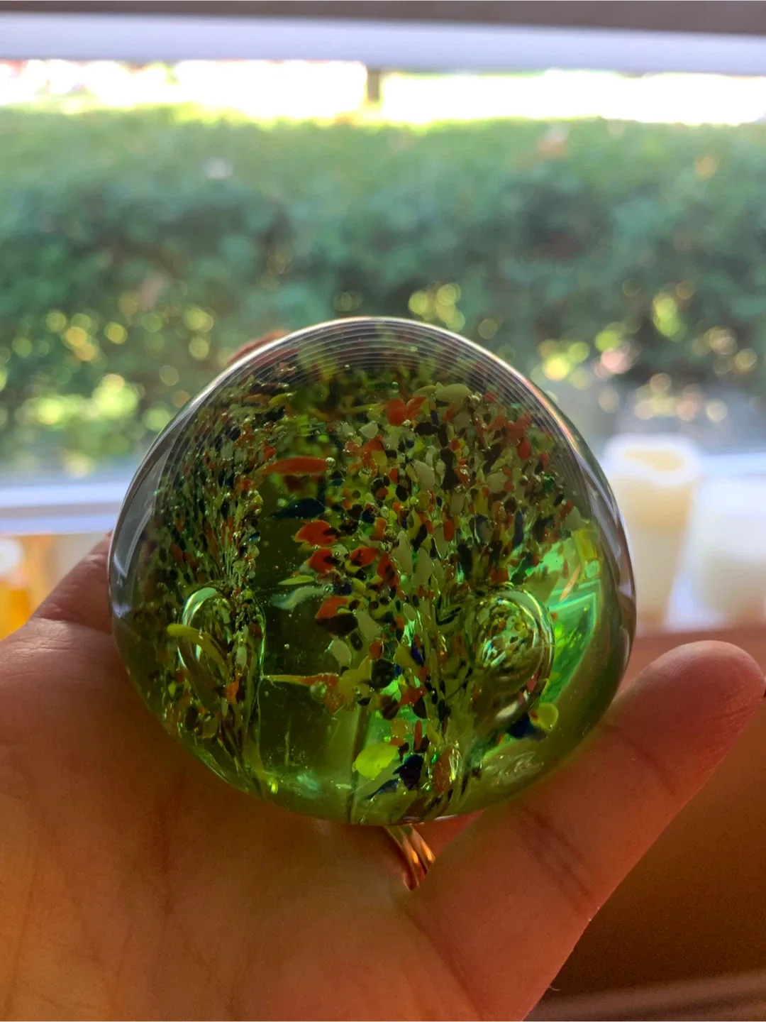 Vintage Green Art Glass Paperweight image indicator(7)