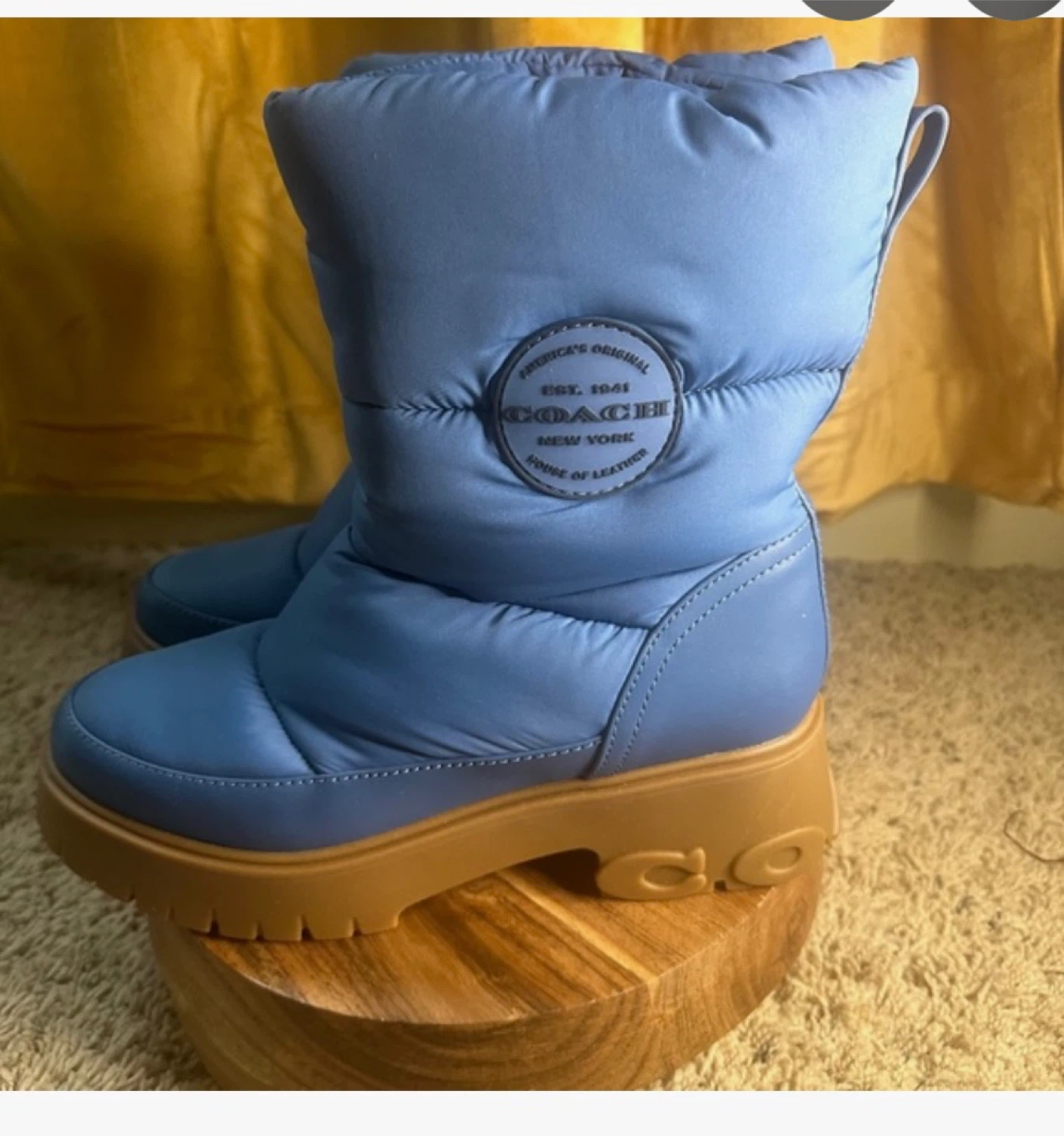 Coach Blue Puffer Boots sz 6