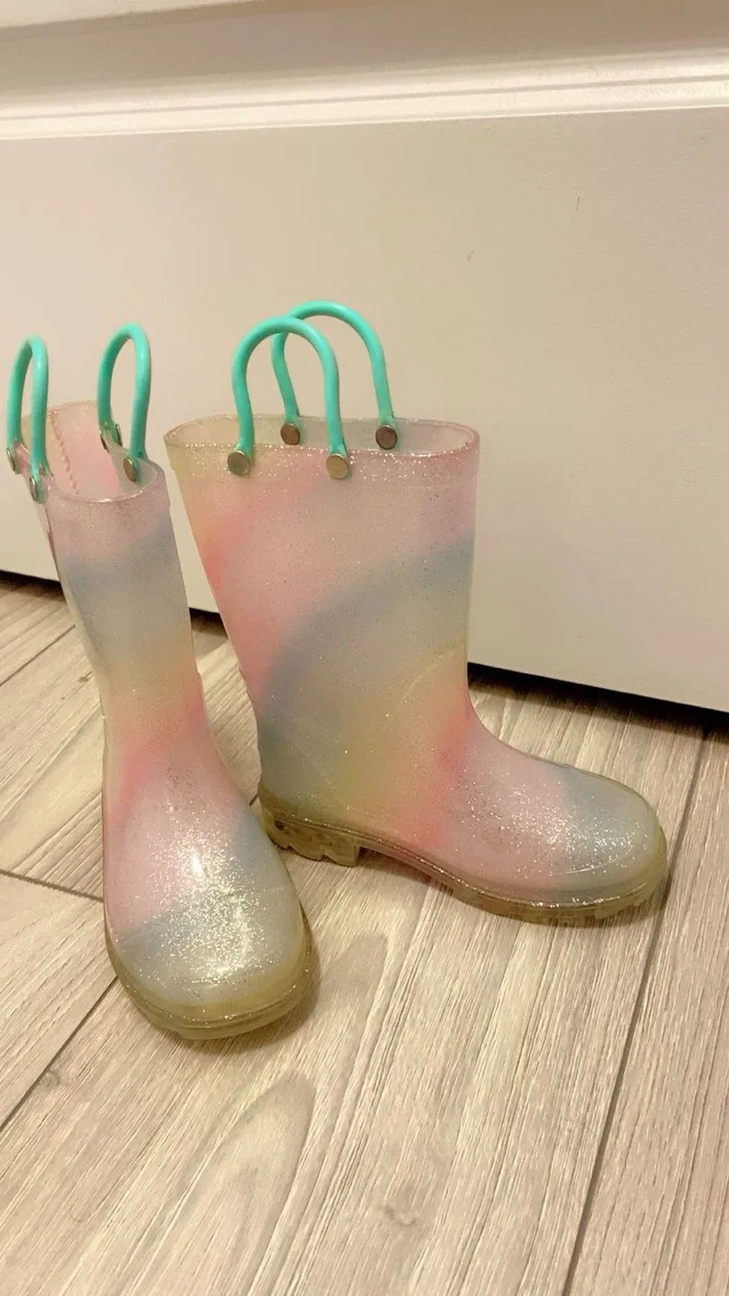 Glitter Rainbow Rain Boots - Size 10 image indicator(3)