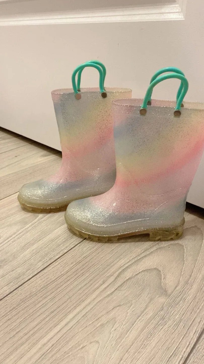 Glitter Rainbow Rain Boots - Size 10 image indicator(2)