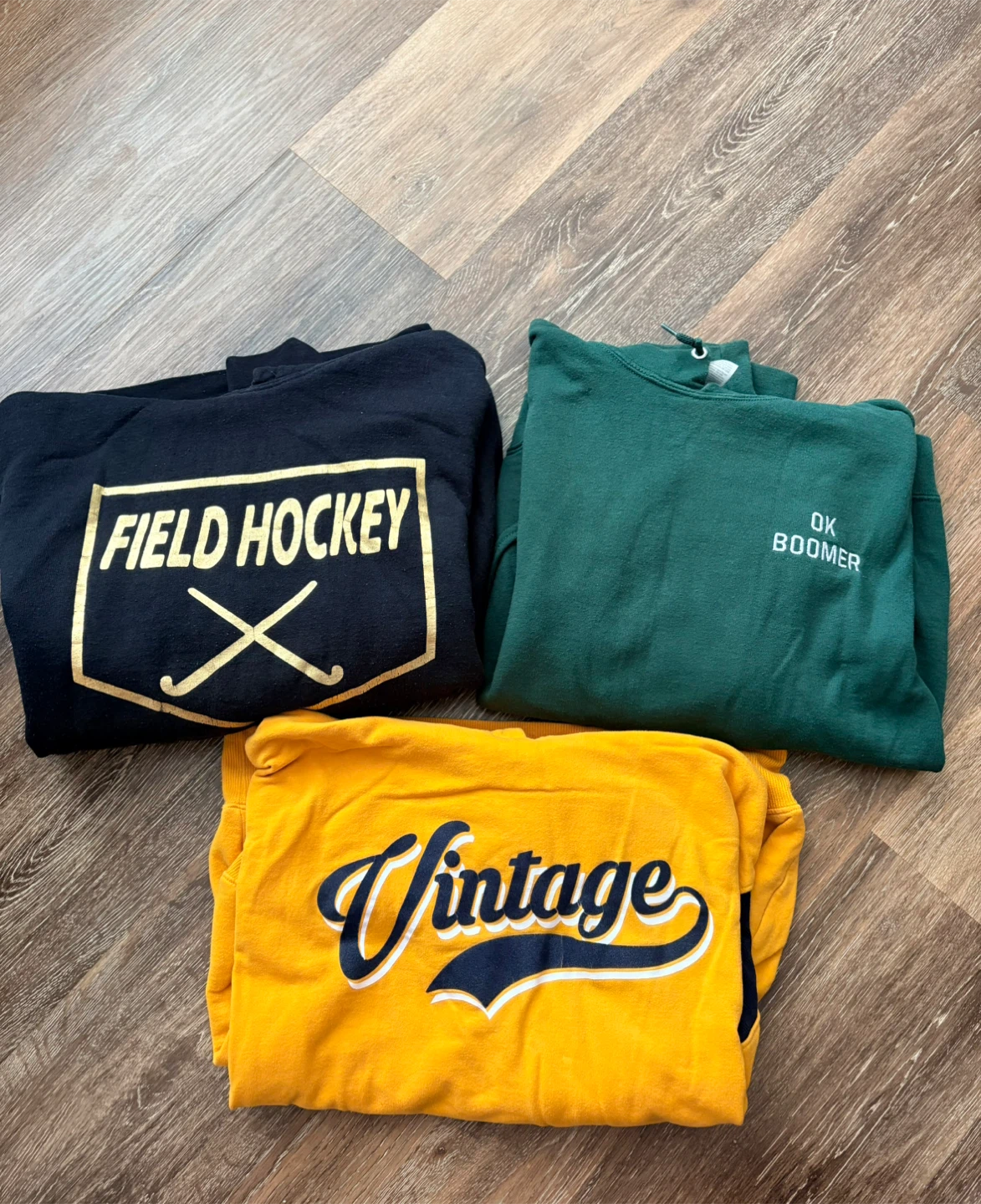 Lot of 3 Hoodies: Field Hockey, OK Boomer, Vintage