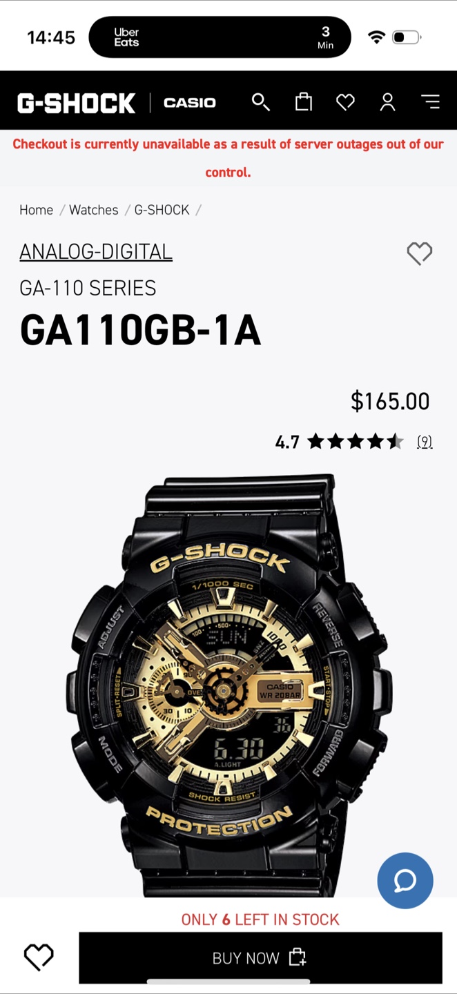 Casio G-Shock GA-110GB Black & Gold Watch - photo 5