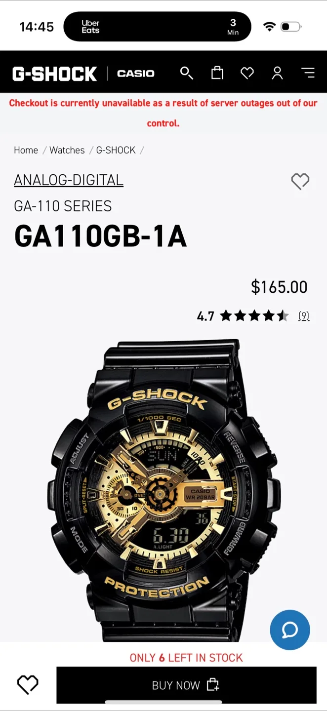 Casio G-Shock GA-110GB Black & Gold Watch image indicator(5)