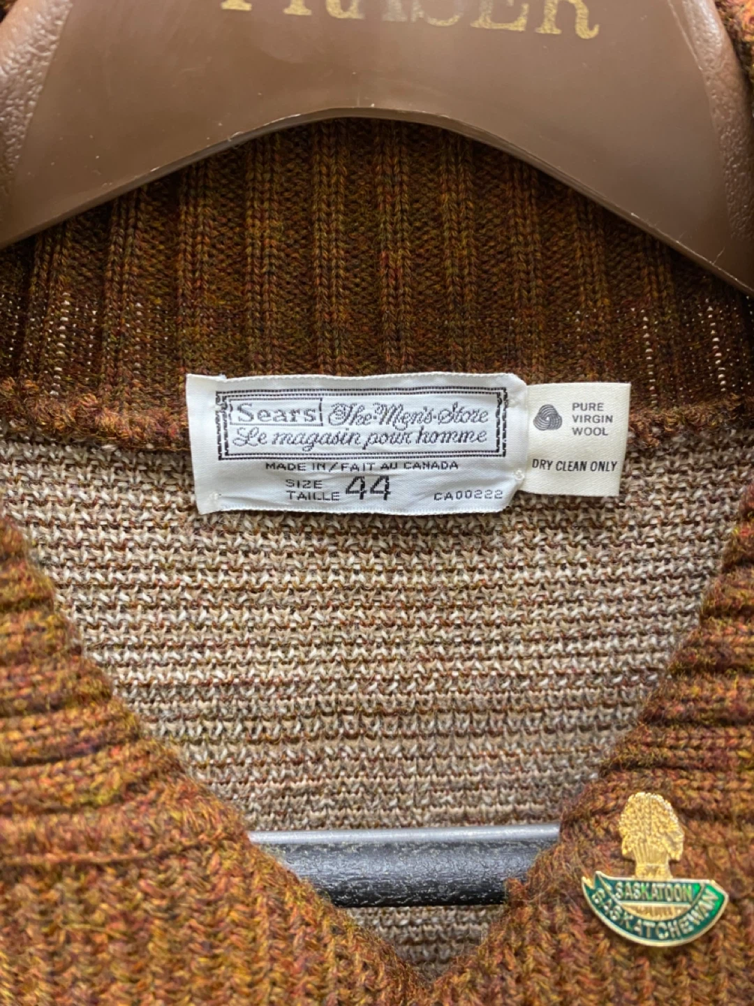 Vintage 1950’s Sears Button Front Grandpa Brown Cardigan - L - photo 5