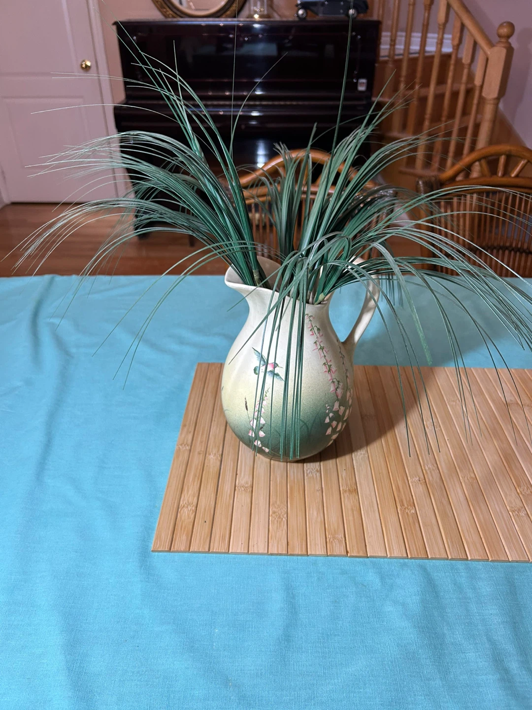 Decorative Pitcher with Artificial Grass