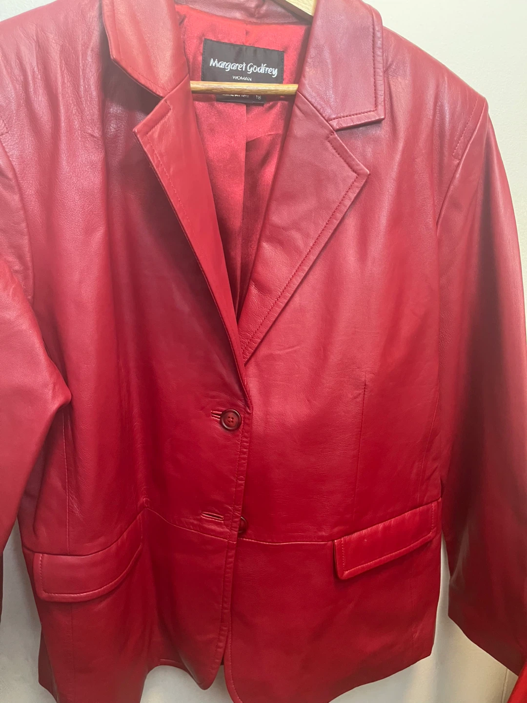 Margaret Godfrey Red Leather Blazer - photo 3