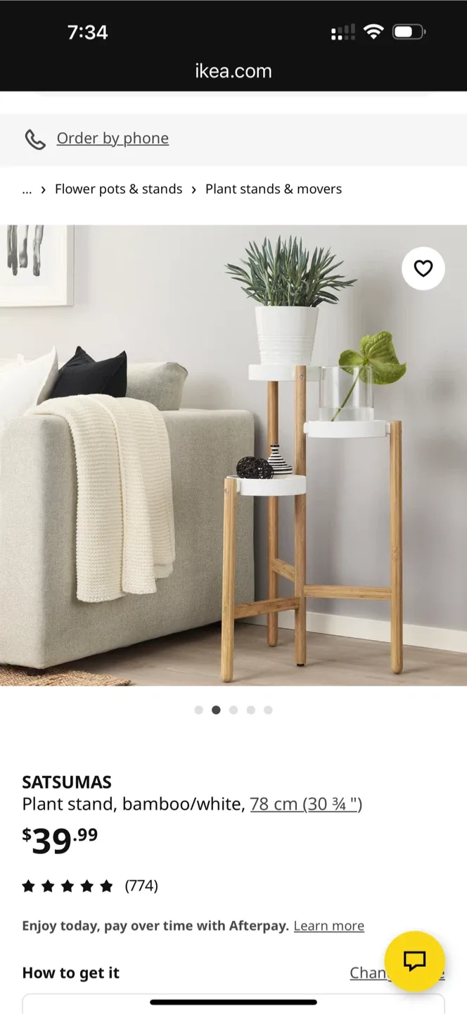 IKEA SATSUMAS Plant Stand - Bamboo/White 30 3/4" image indicator(2)