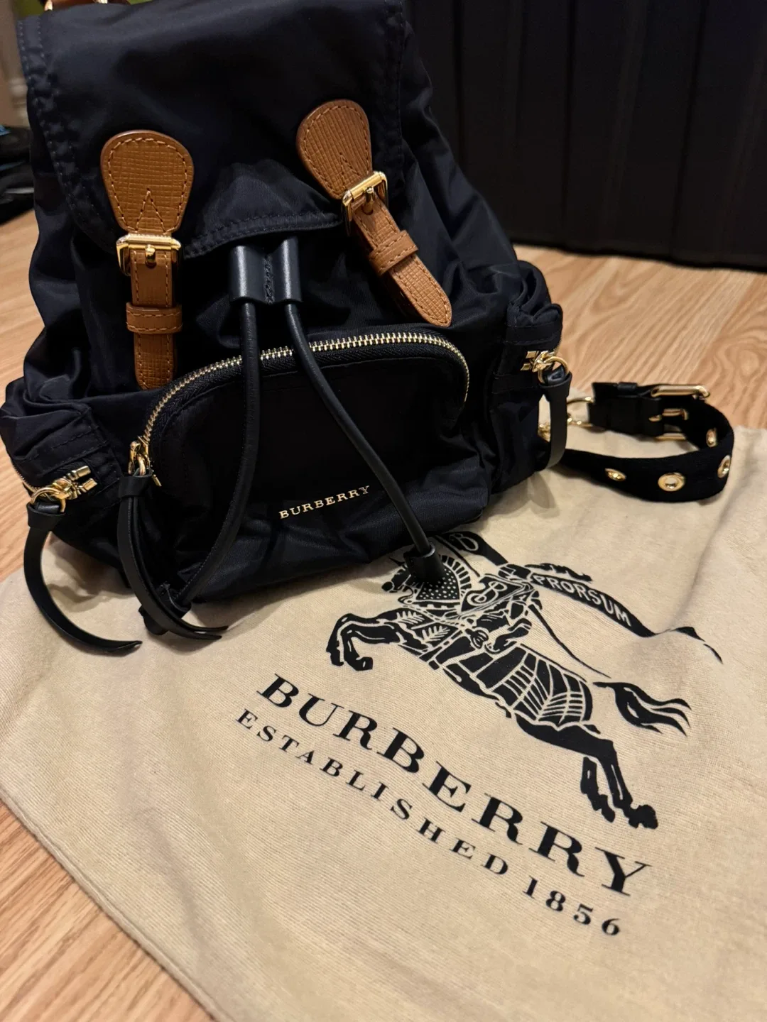 Authentic Burberry Black Nylon Backpack image indicator(3)