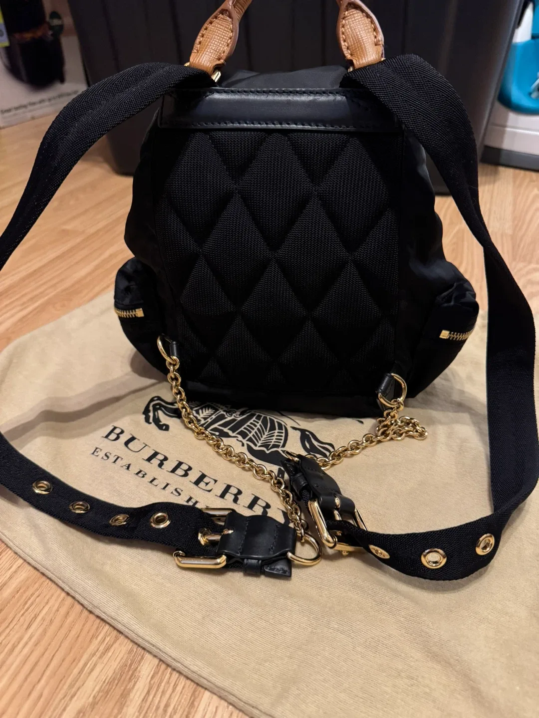 Authentic Burberry Black Nylon Backpack image indicator(4)