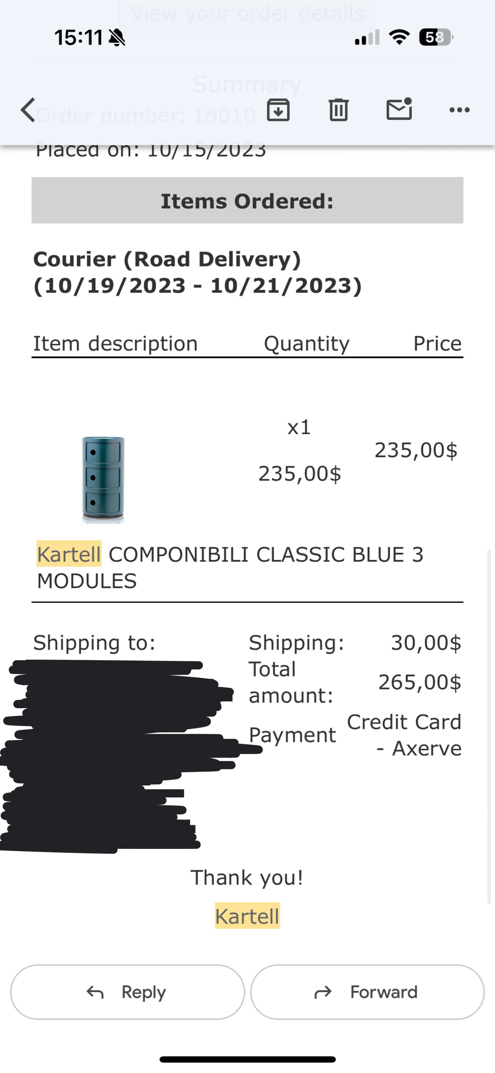 Kartell Componibili Classic Blue 3-Module Storage Unit - photo 2