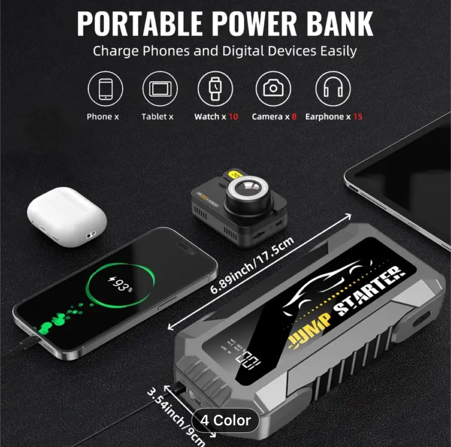 Car Jump Starter, 7000A Peak Car Battery Charger image indicator(2)