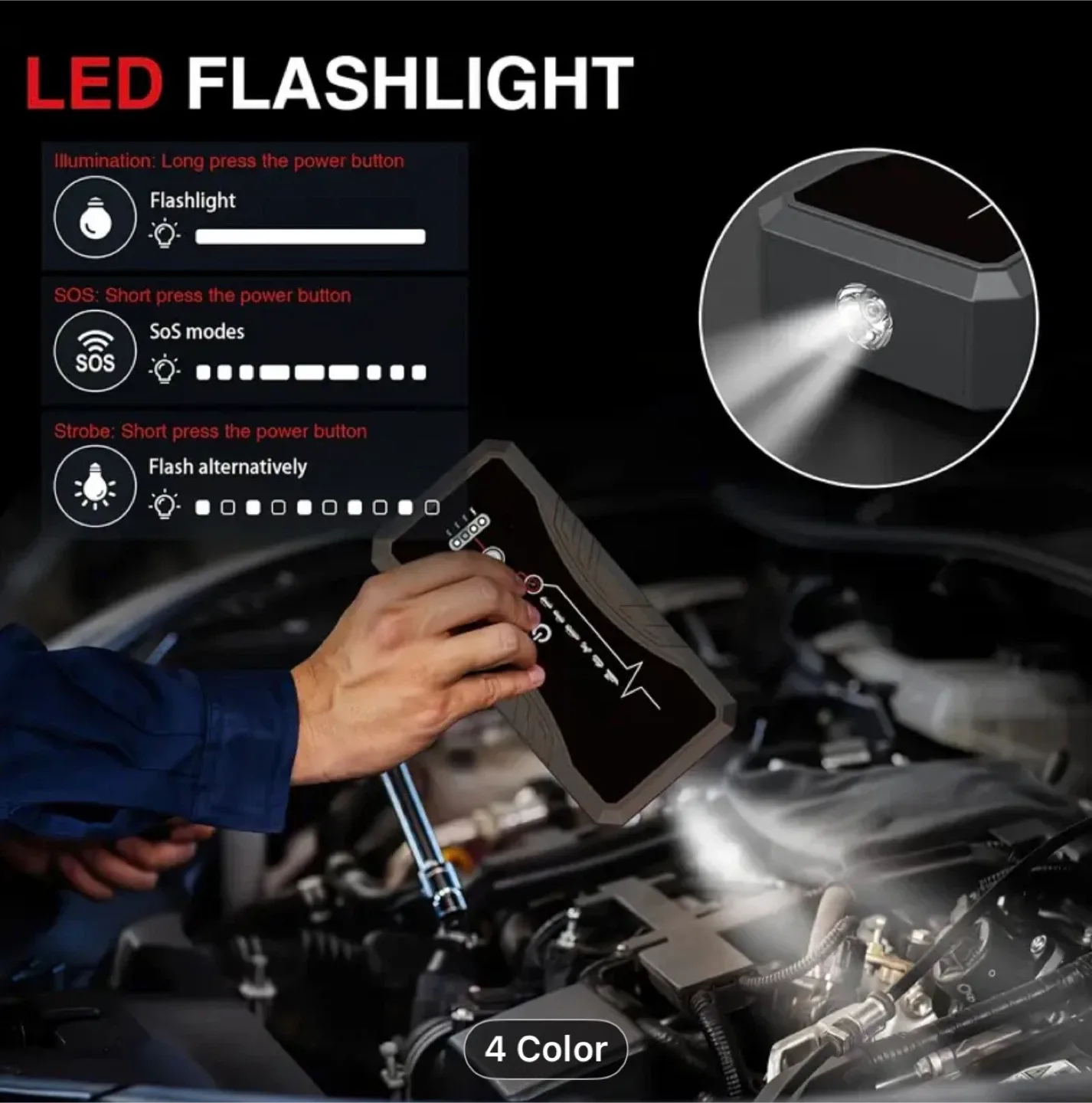 Car Jump Starter, 7000A Peak Car Battery Charger image indicator(5)