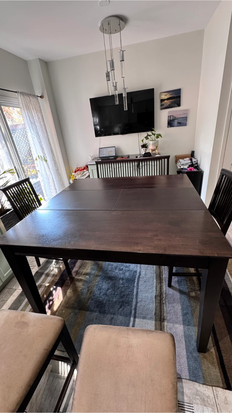 Dark Brown Extendable Dining Table with Bench - photo 2