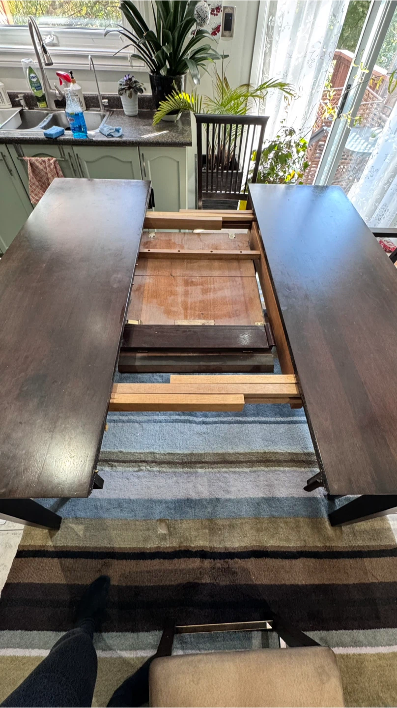 Dark Brown Extendable Dining Table with Bench - photo 3