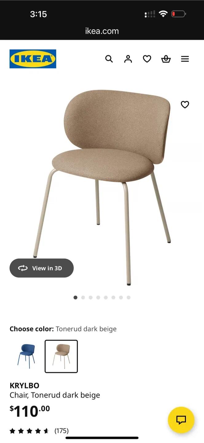 IKEA KRYLBO 2 Chair, Tonerud Dark Beige & LISABO Table image indicator(3)
