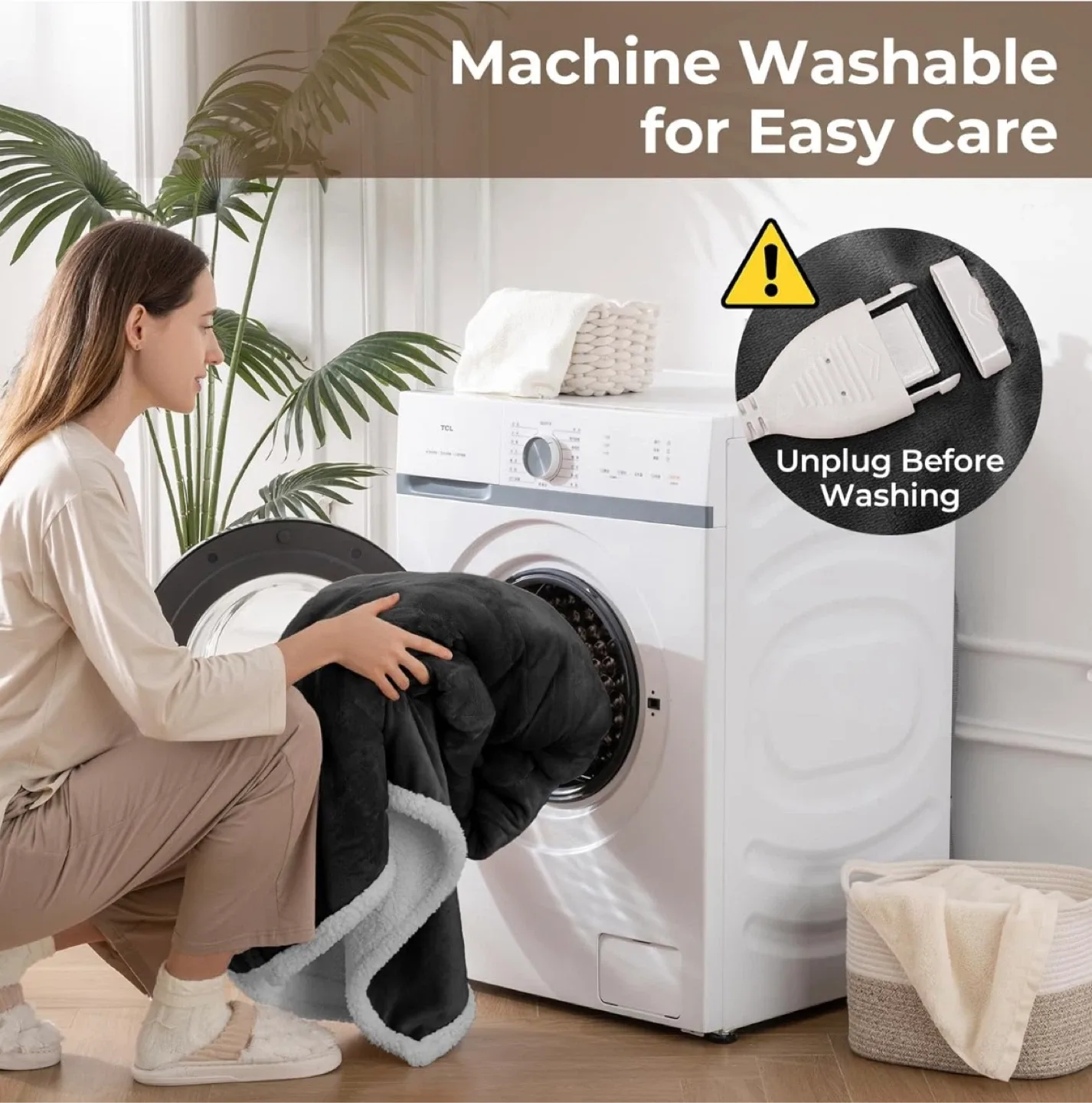 Kozyus Heated Blanket Hoodie - Grey, Flannel Fleece image indicator(6)