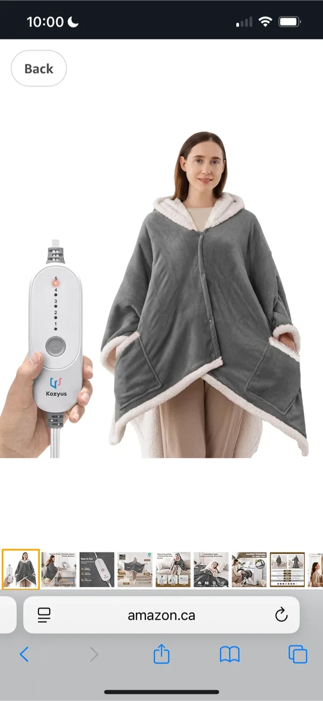 Kozyus Heated Blanket Hoodie - Grey, Flannel Fleece image indicator(8)