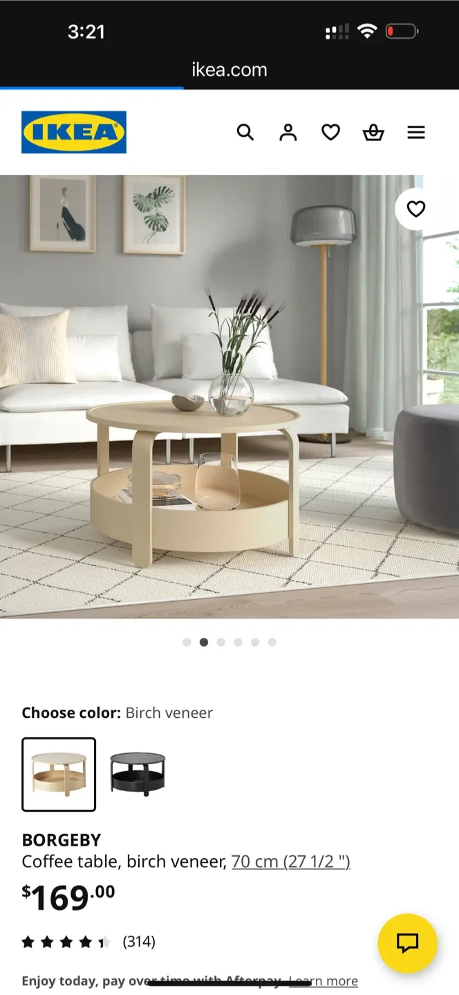 IKEA BORGEBY Coffee Table - Birch Veneer, 27.5" image indicator(2)