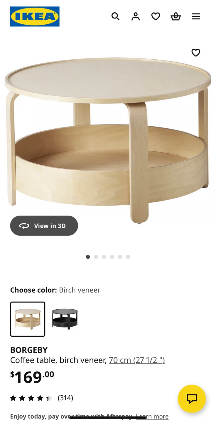 IKEA BORGEBY Coffee Table - Birch Veneer, 27.5"