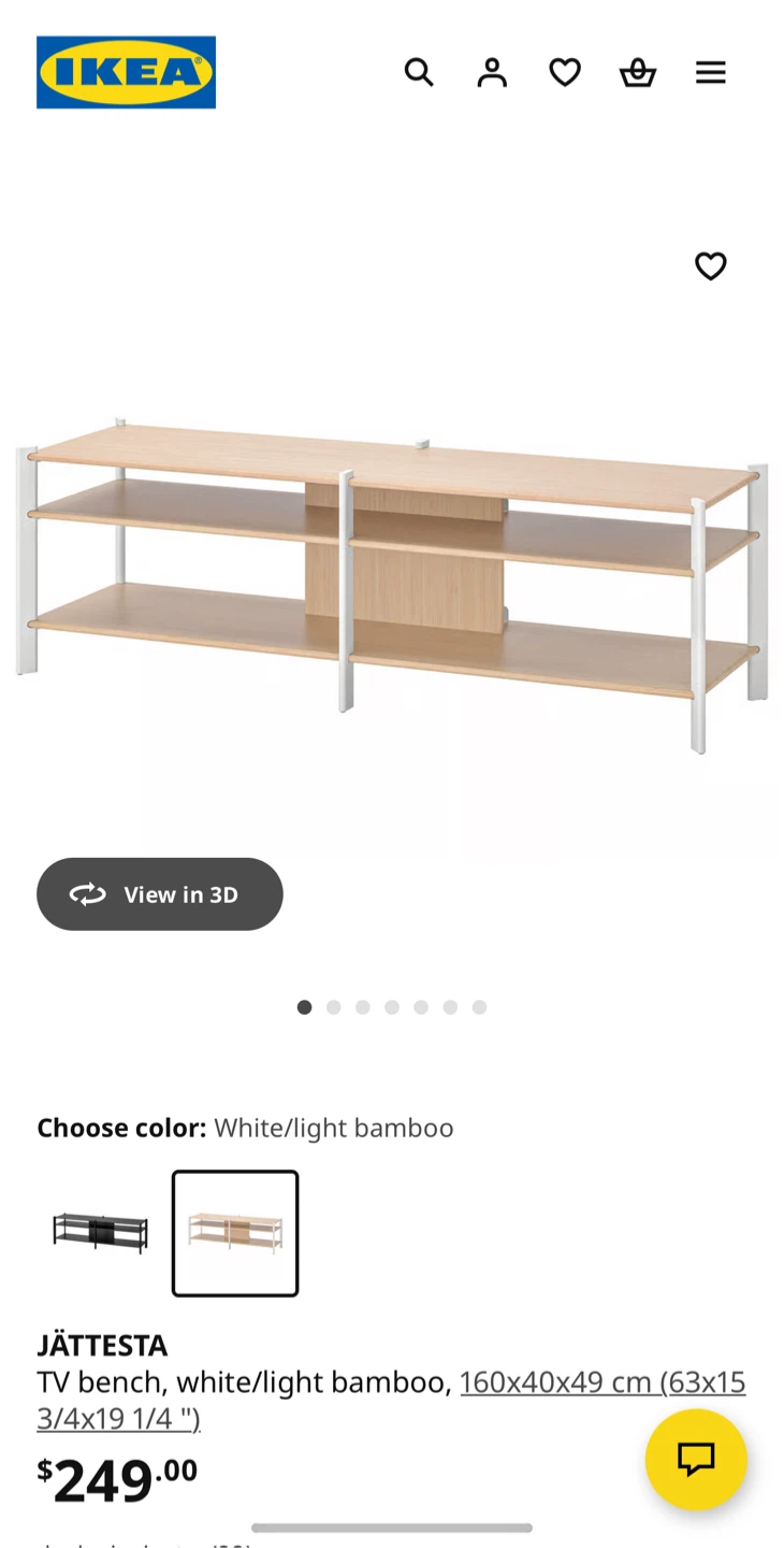IKEA JÄTTESTA TV Bench - White/Light Bamboo - photo 3
