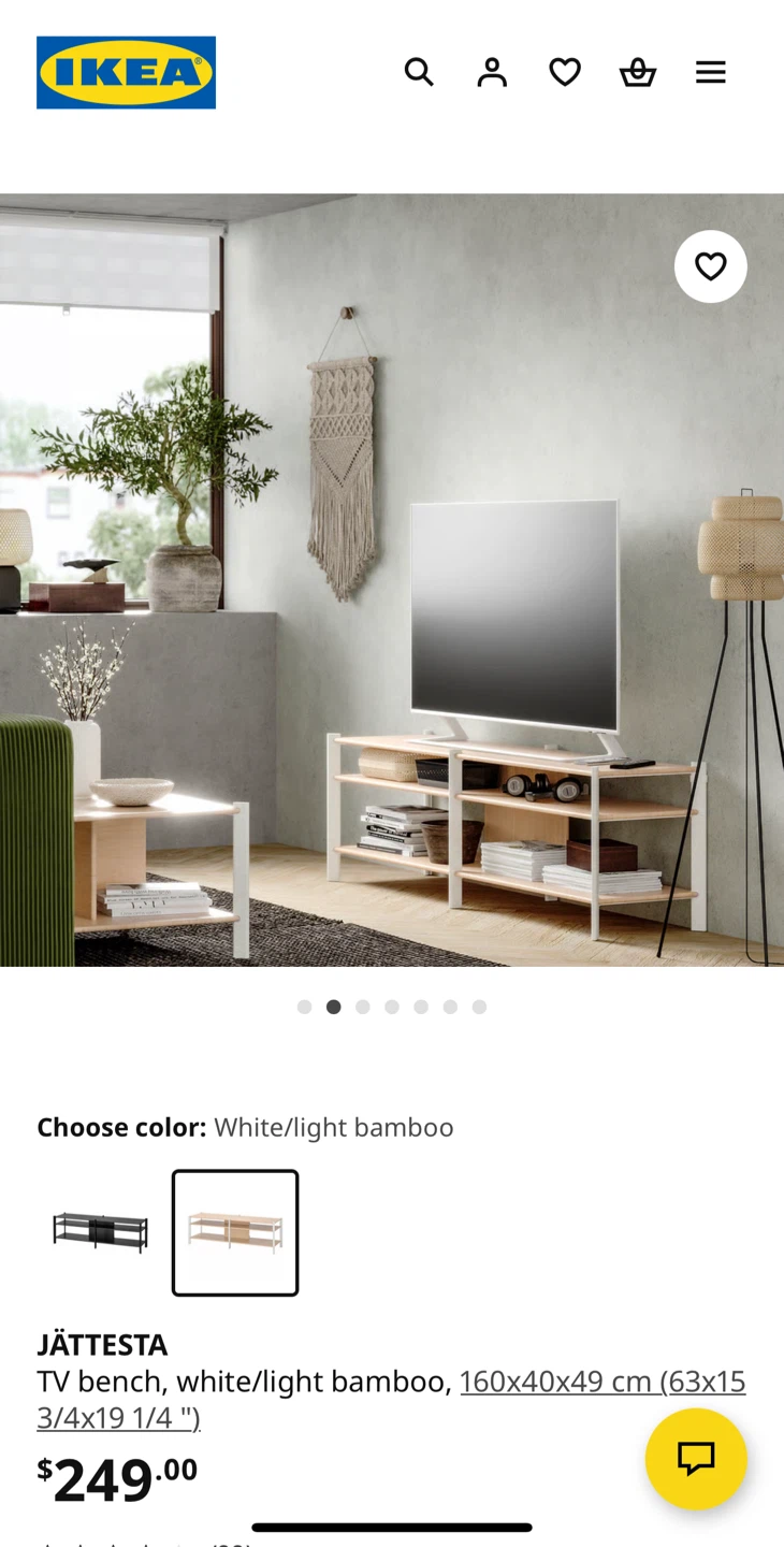 IKEA JÄTTESTA TV Bench - White/Light Bamboo - photo 4