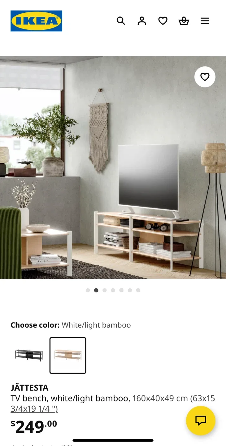 IKEA JÄTTESTA TV Bench - White/Light Bamboo image indicator(3)