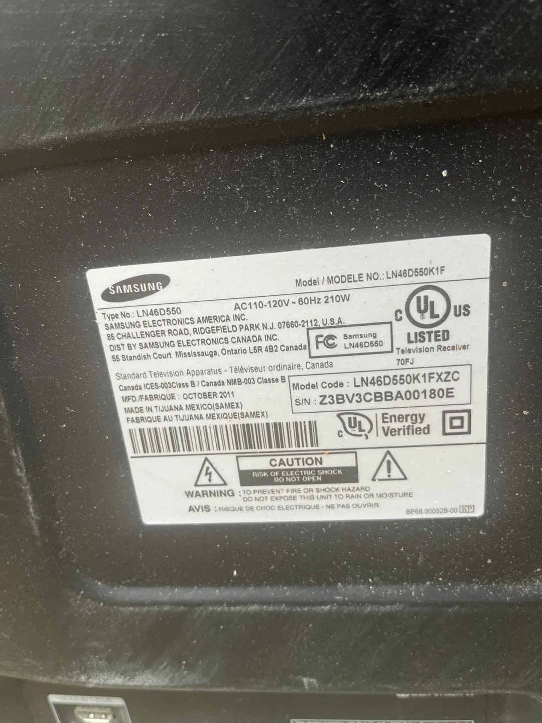 Not smart Samsung LN46D550 46" 1080p LCD TV image indicator(3)