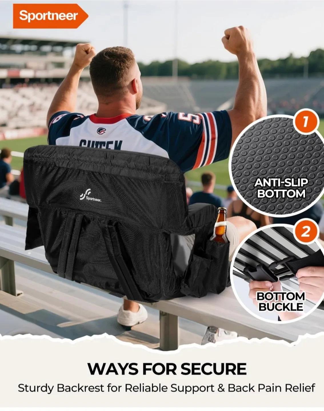 Sportneer Stadium Seat - Black thumbnail