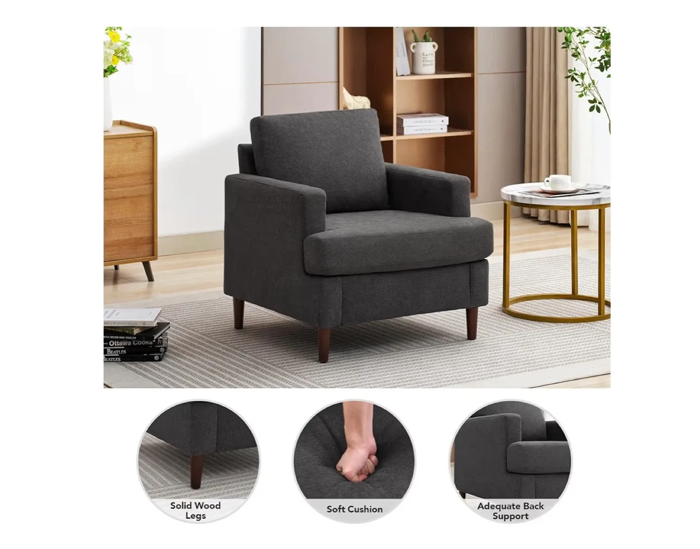 Dark Grey Accent Chair - Like New! image indicator(5)