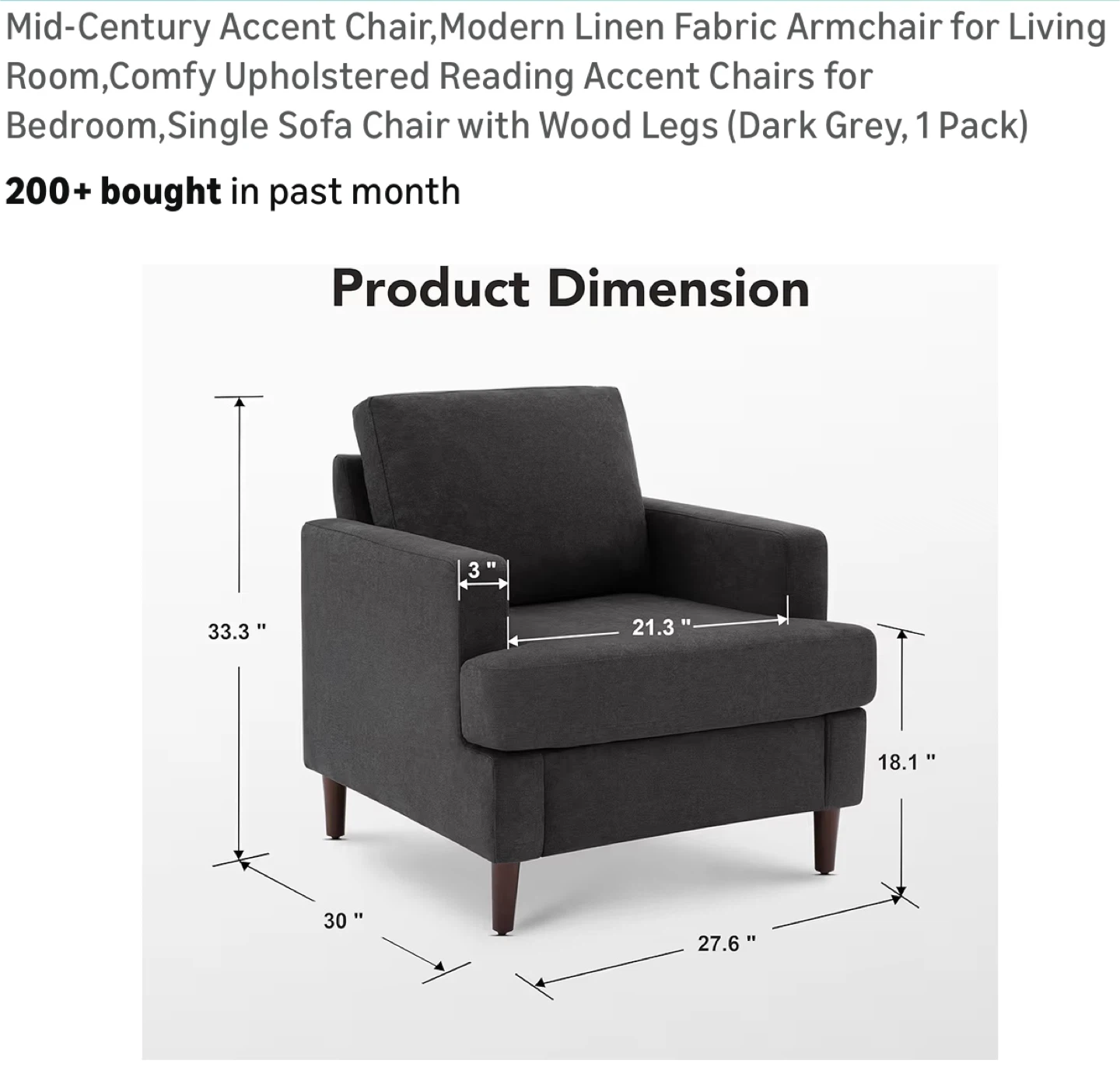Dark Grey Accent Chair - Like New! - photo 4