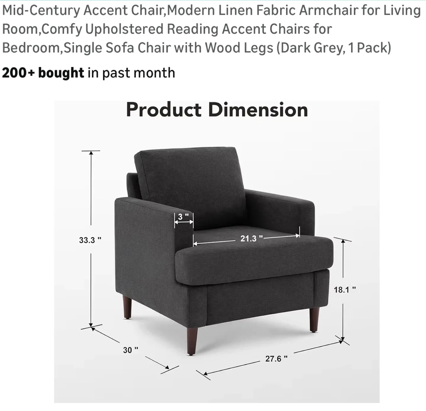 Dark Grey Accent Chair - Like New! image indicator(4)