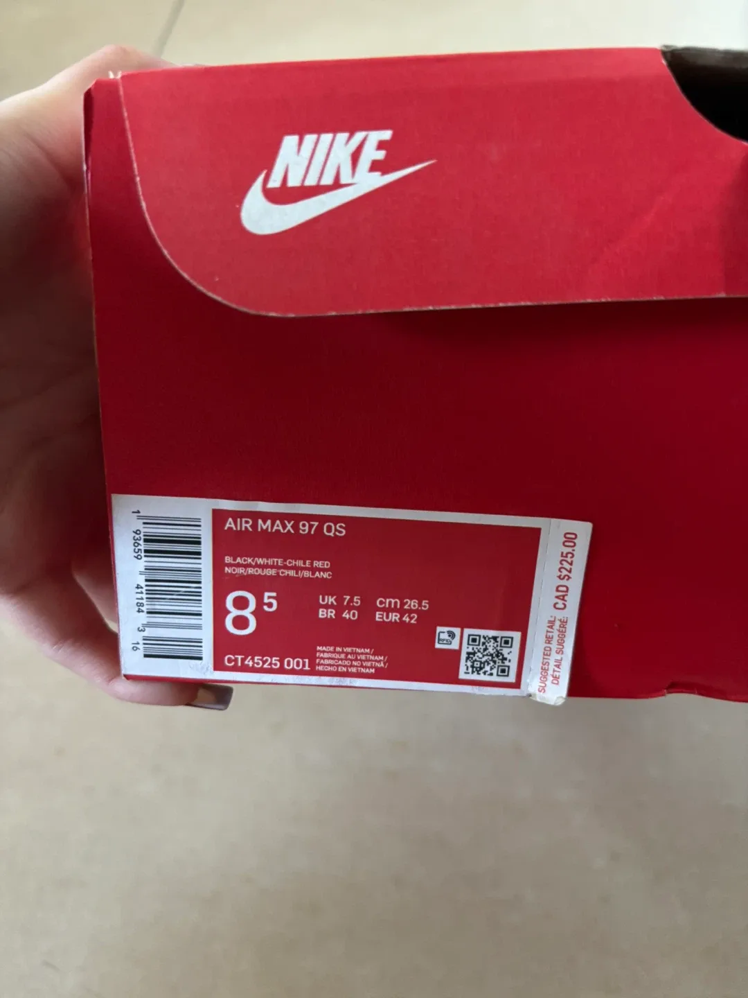 Nike Air Max 97 QS Black/White-Chile Red, Size 8.5 image indicator(3)