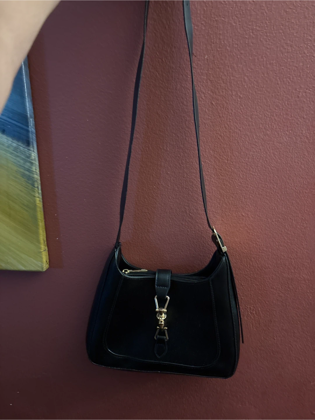NEW Black vegan Shoulder Bag with Gold Hardware - photo 2
