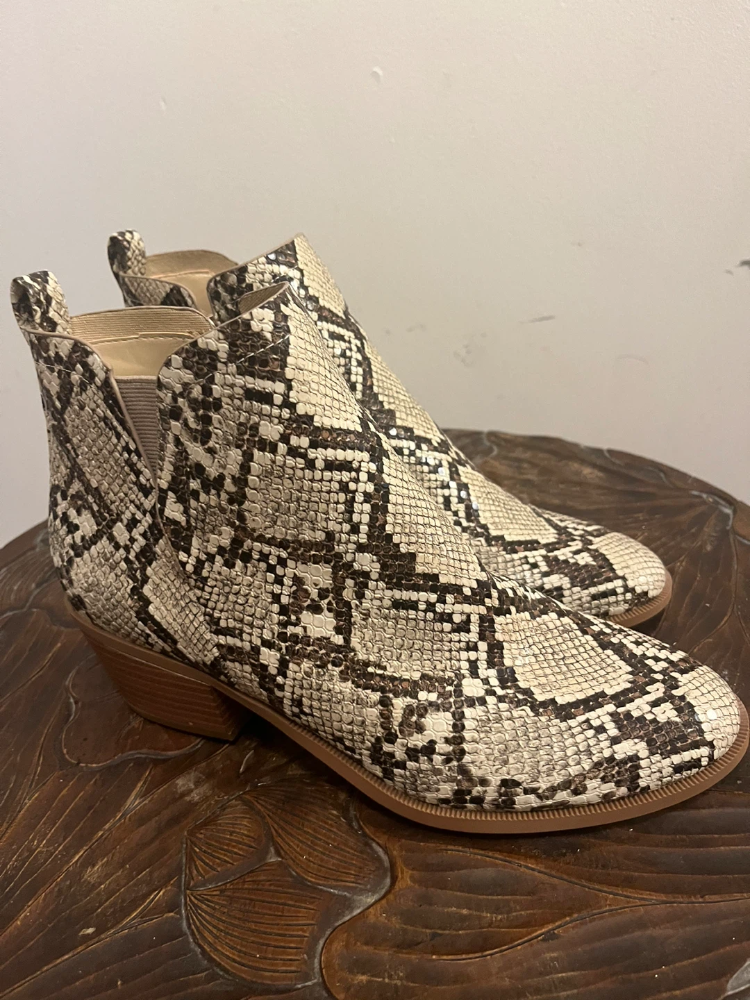 Aldo Snakeskin Print Ankle Boots