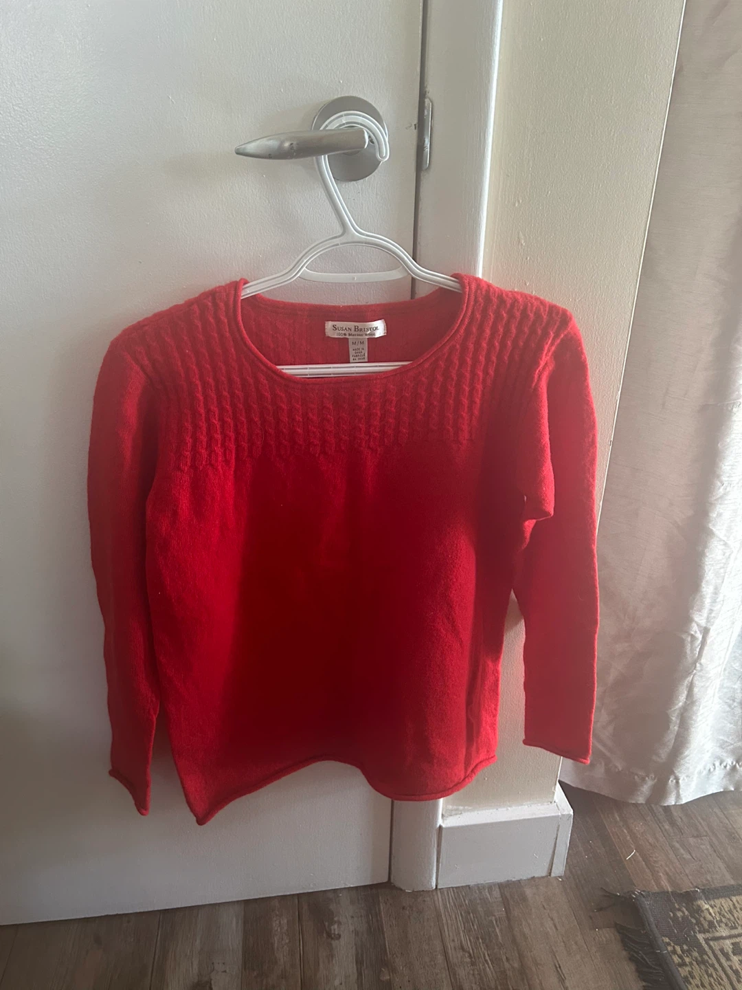 Susan Bristol Red Merino Wool Sweater - M