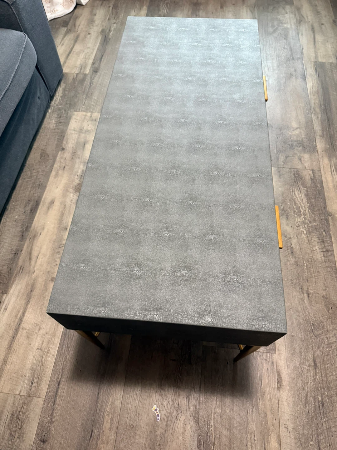 Grey Coffee Table with Gold Legs