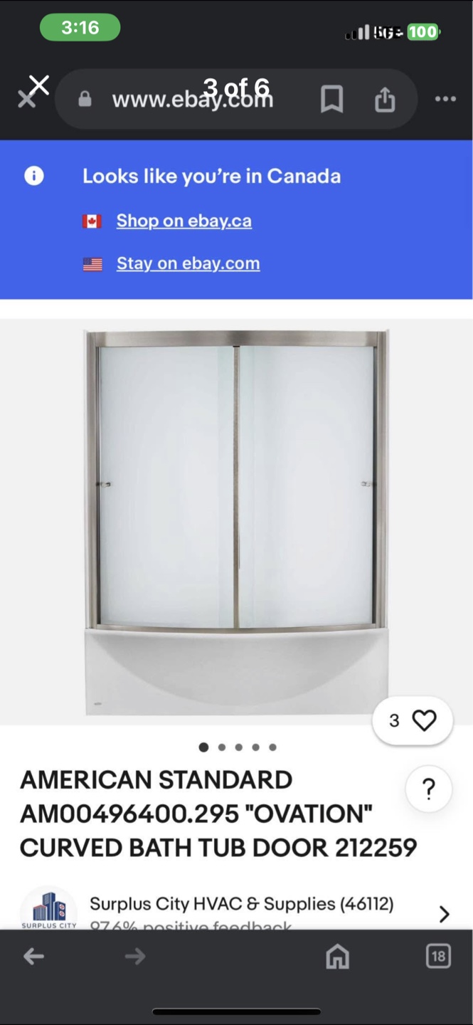 American Standard Ovation Curved Bath Tub Door - photo 4