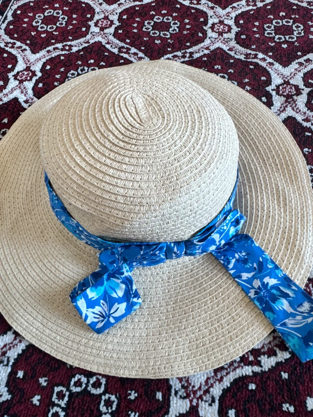Rachel Zoe Blue Floral Dress & Hat - Size 4 thumbnail